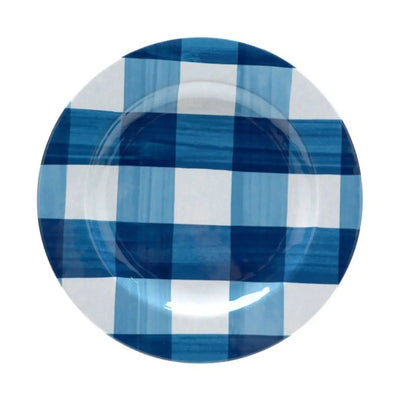 Prato de Raso Melamina Xadrez Azul 27,8cm