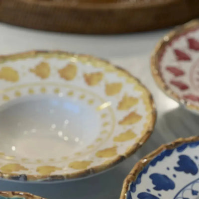 Prato de Risoto com Tampa Cerâmica Colorful Handmade Amarelo 27,5cm Maison Blanche