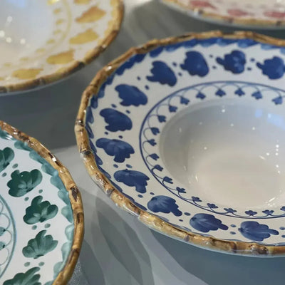 Prato de Risoto com Tampa Cerâmica Colorful Handmade Azul 27,5cm Maison Blanche