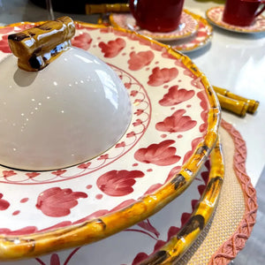 Prato de Risoto com Tampa Cerâmica Colorful Handmade Rosa 27,5cm Maison Blanche
