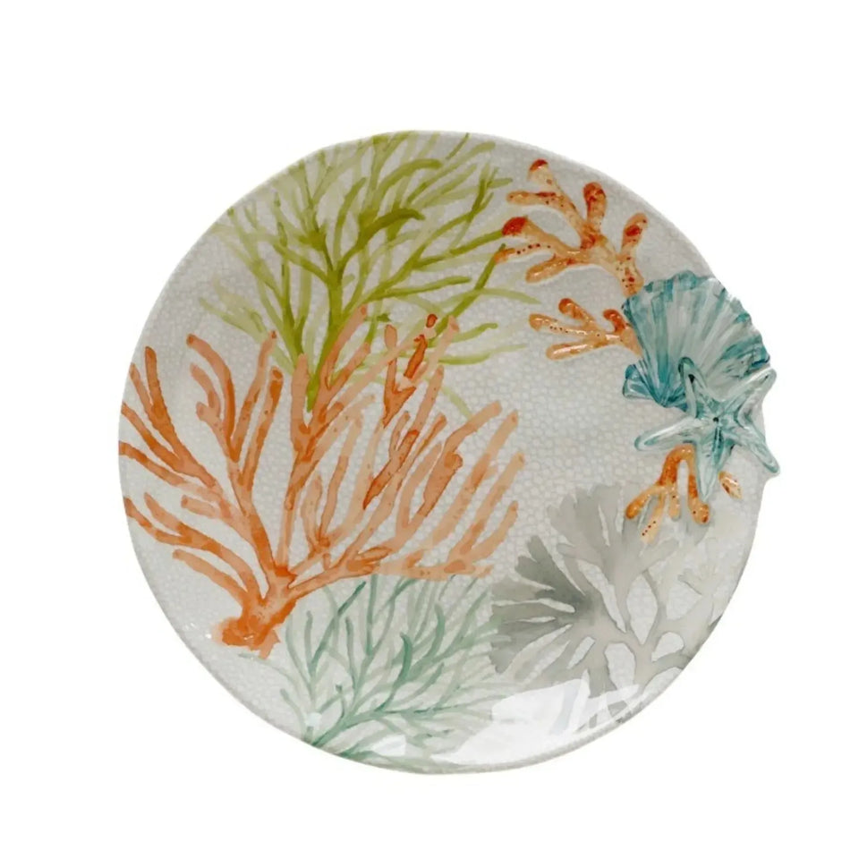 Prato de Sobremesa Melamina Desenho Concha Corall 23x23x2,8cm