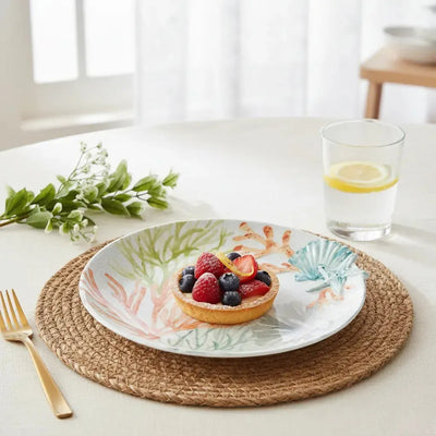 Prato de Sobremesa Melamina Desenho Concha Corall 23x23x2,8cm