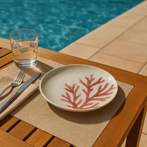 Prato de Sobremesa Melamina Desenho Coral 22,5cm