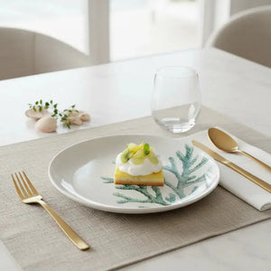 Prato de Sobremesa Melamina Desenho Coral Verde 22,5cm