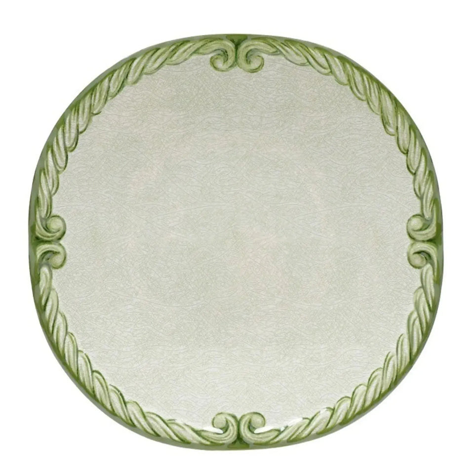 Prato de Sobremesa Melamina Desenho Corda Classica Verde 22,6cm
