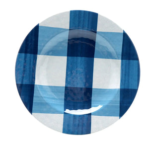 Prato de Sobremesa Melamina Xadrez Azul 22cm