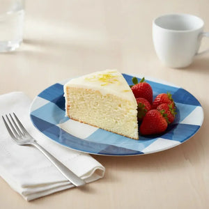 Prato de Sobremesa Melamina Xadrez Azul 22cm