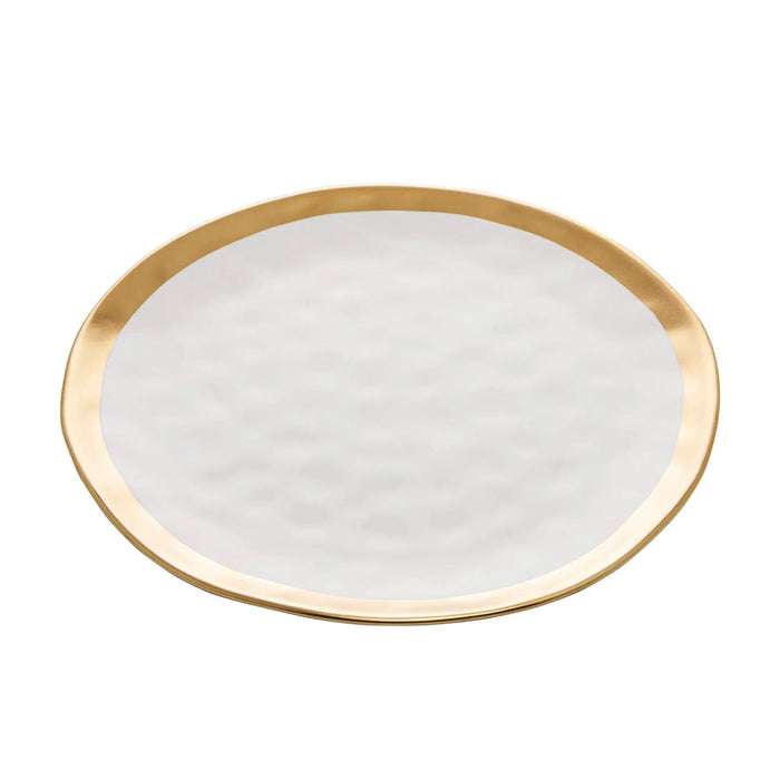 Prato de Sobremesa Porcelana Dubai Branco/Dourado 21cm