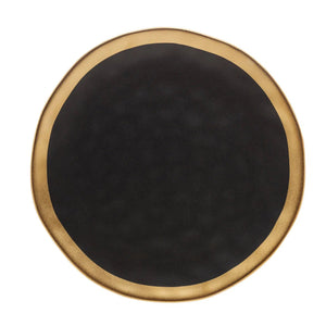 Prato de Sobremesa Porcelana Dubai Preto e Dourado 21cm