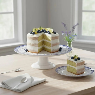 Prato para Bolo com Pé Cerâmica Limone 34cm Alleanza