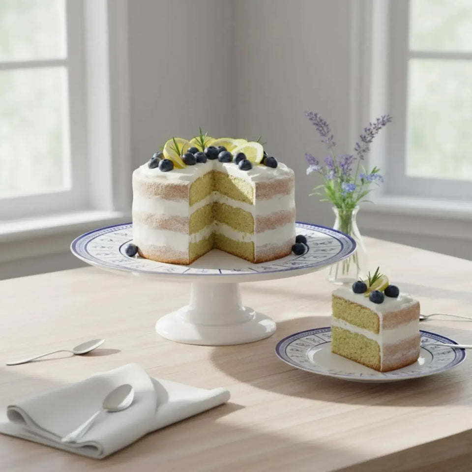 Prato para Bolo com Pé Cerâmica Limone 34cm Alleanza