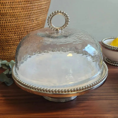 Prato para Bolo de Cerâmica / Alumínio com Tampa de Vidro Object Bahali 30cm