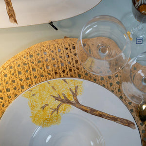 Prato para Risoto Cerâmica Ypê Amarelo com Filete de Ouro 28cm Scalla