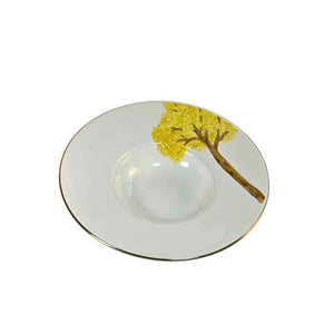 Prato para Risoto Cerâmica Ypê Amarelo com Filete de Ouro 28cm Scalla