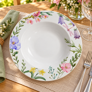 Jogo 6 Pratos Fundos Cerâmica Faiança Floré 25cm Alleanza