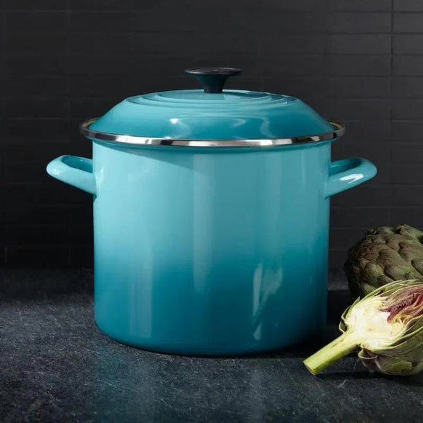 Pré-Venda: Stockpot Aço Esmaltado Azul Caribe 11,4L 26cm Le Creuset