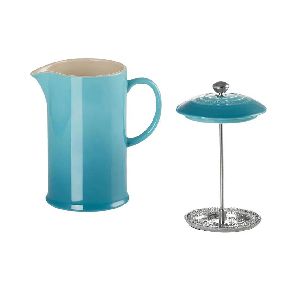 Prensa Francesa para Café Cerâmica 1L Azul Caribe Le Creuset