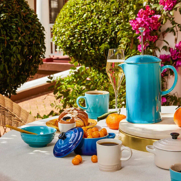 Prensa Francesa para Café Cerâmica 1L Azul Caribe Le Creuset