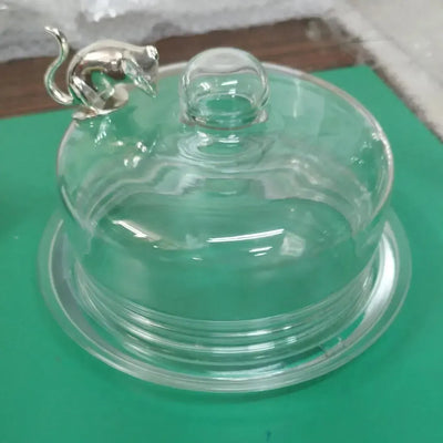 Queijeira de Vidro e Prata Shefield Plate