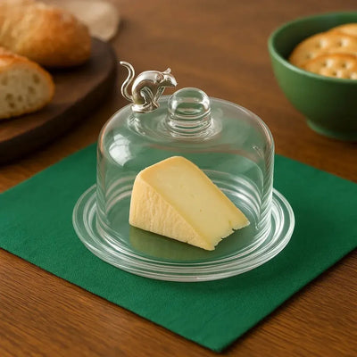 Queijeira de Vidro e Prata Shefield Plate