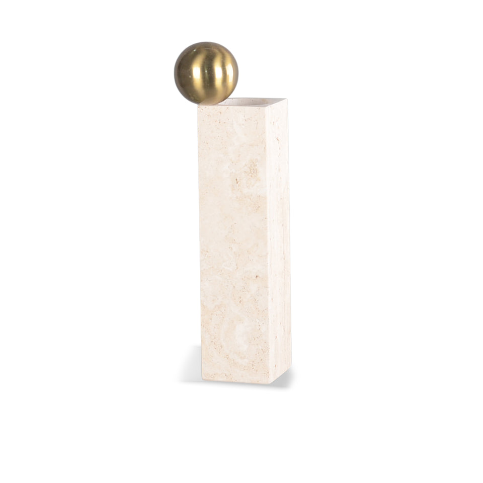 Vaso Quadrado Travertine Gold Grande