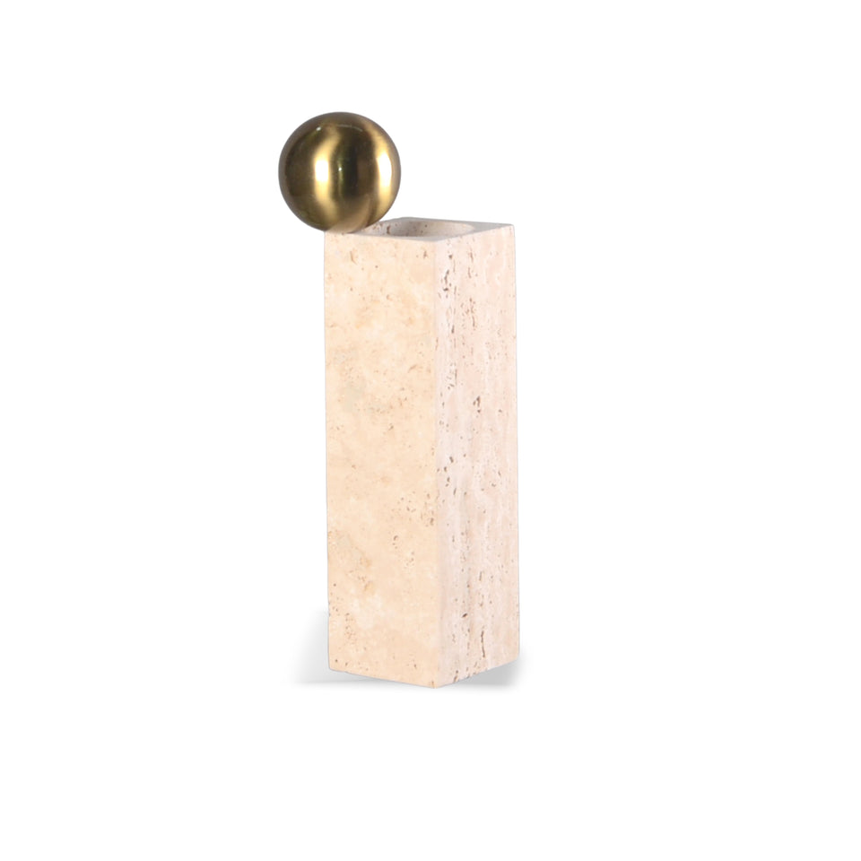 Vaso Quadrado Travertine Gold Médio