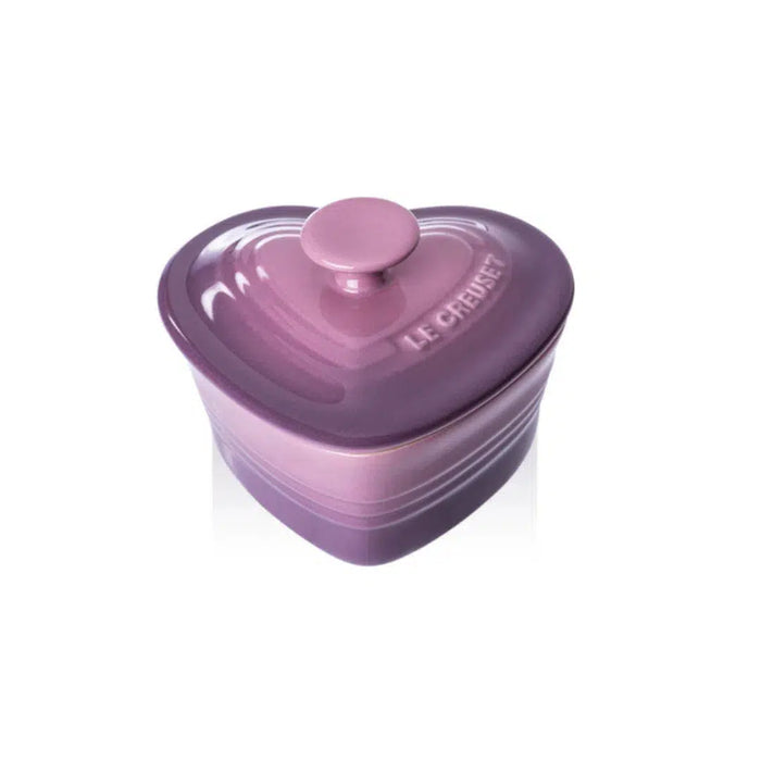 Ramekin Coração Cerâmica 180ml Mauve Pink com Tampa Le Creuset