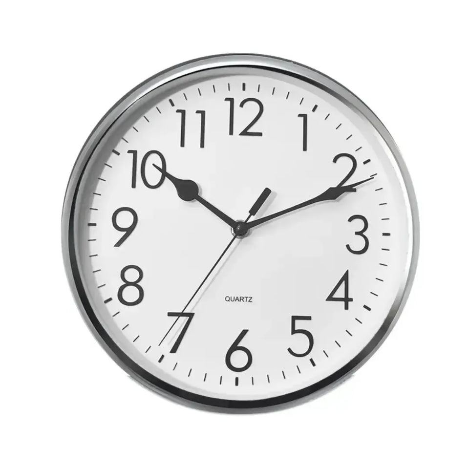 Relógio de Parede Branco / Prateado 26cm linha Refúgio