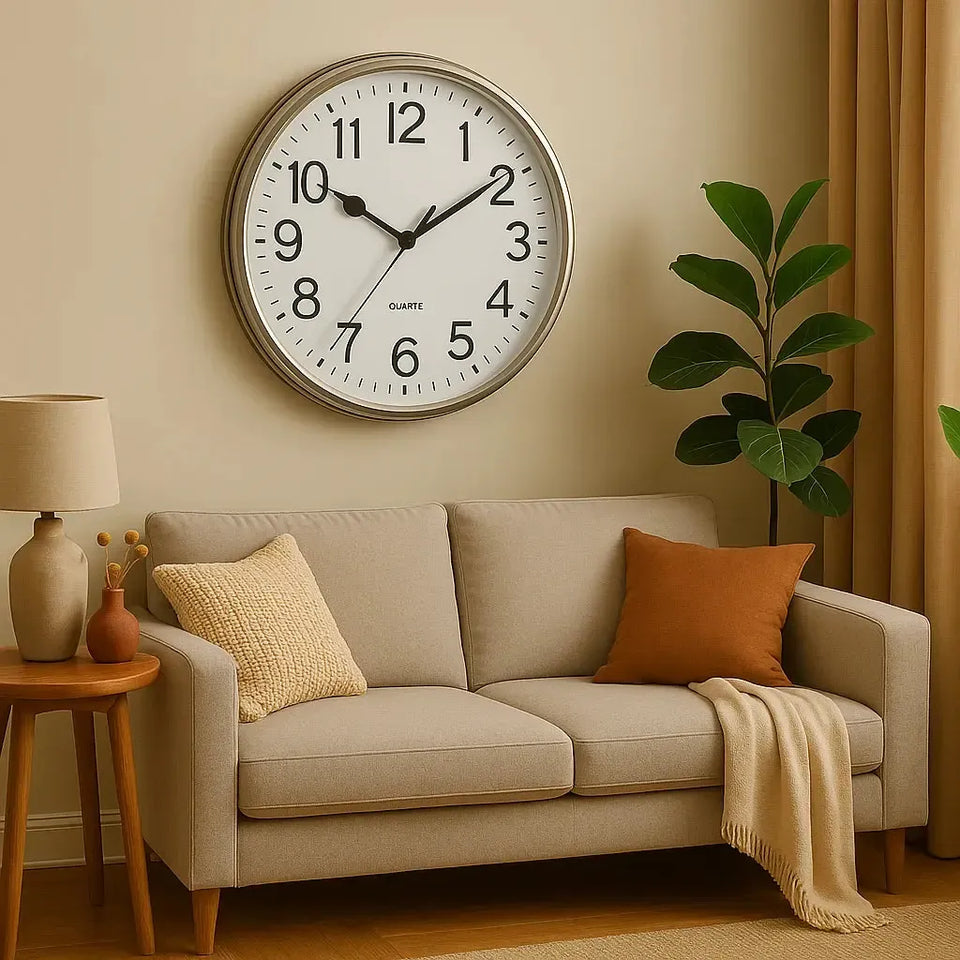 Relógio de Parede Branco / Prateado 26cm linha Refúgio