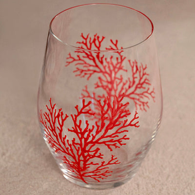 Jogo 6 Copos Sante Stemless Wine em Cristal Ecológico 455ml Coral Vermelho