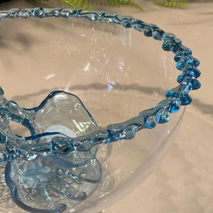 Saladeira Acrílico Borda Coral Azul 32,5x32,5x13cm