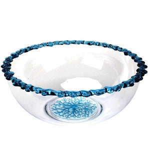 Saladeira Acrílico Borda Coral Azul 32,5x32,5x13cm