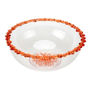 Saladeira Acrílico Borda Coral Laranja 32,5x32,5x13cm