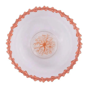 Saladeira Acrílico Borda Coral Laranja 32,5x32,5x13cm