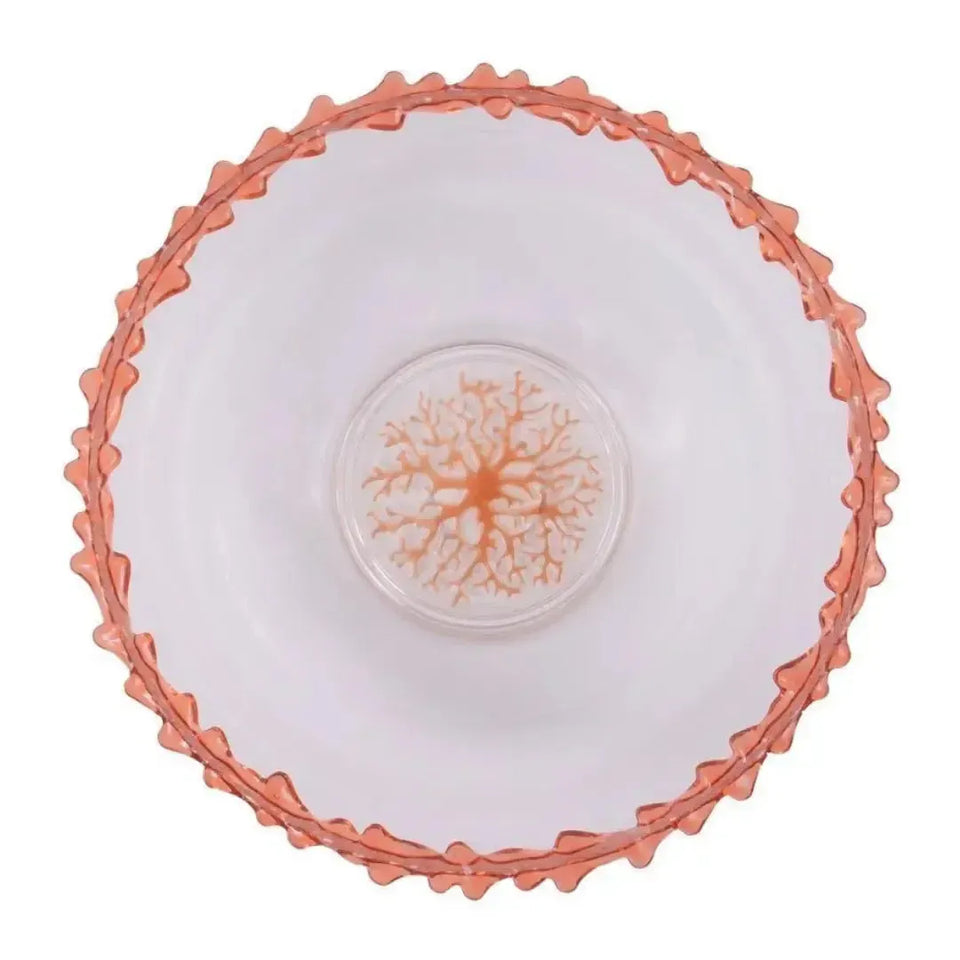 Saladeira Acrílico Borda Coral Laranja 32,5x32,5x13cm