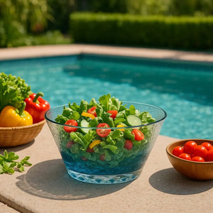 Saladeira Acrílico Detalhe Degradê Azul 25,5x25,5x11cm