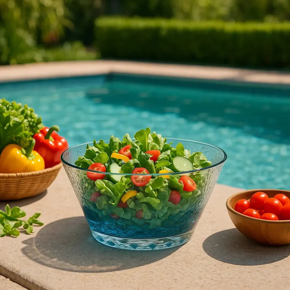 Saladeira Acrílico Detalhe Degradê Azul 25,5x25,5x11cm