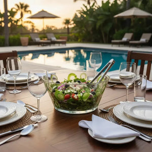 Saladeira Acrílico Textura Círculos Verde 25,5x25,5x11cm