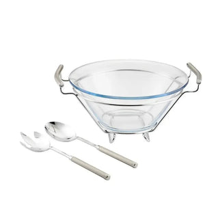 Saladeira Chambord Vidro Borossilicato com Par de Talheres Fracalanza