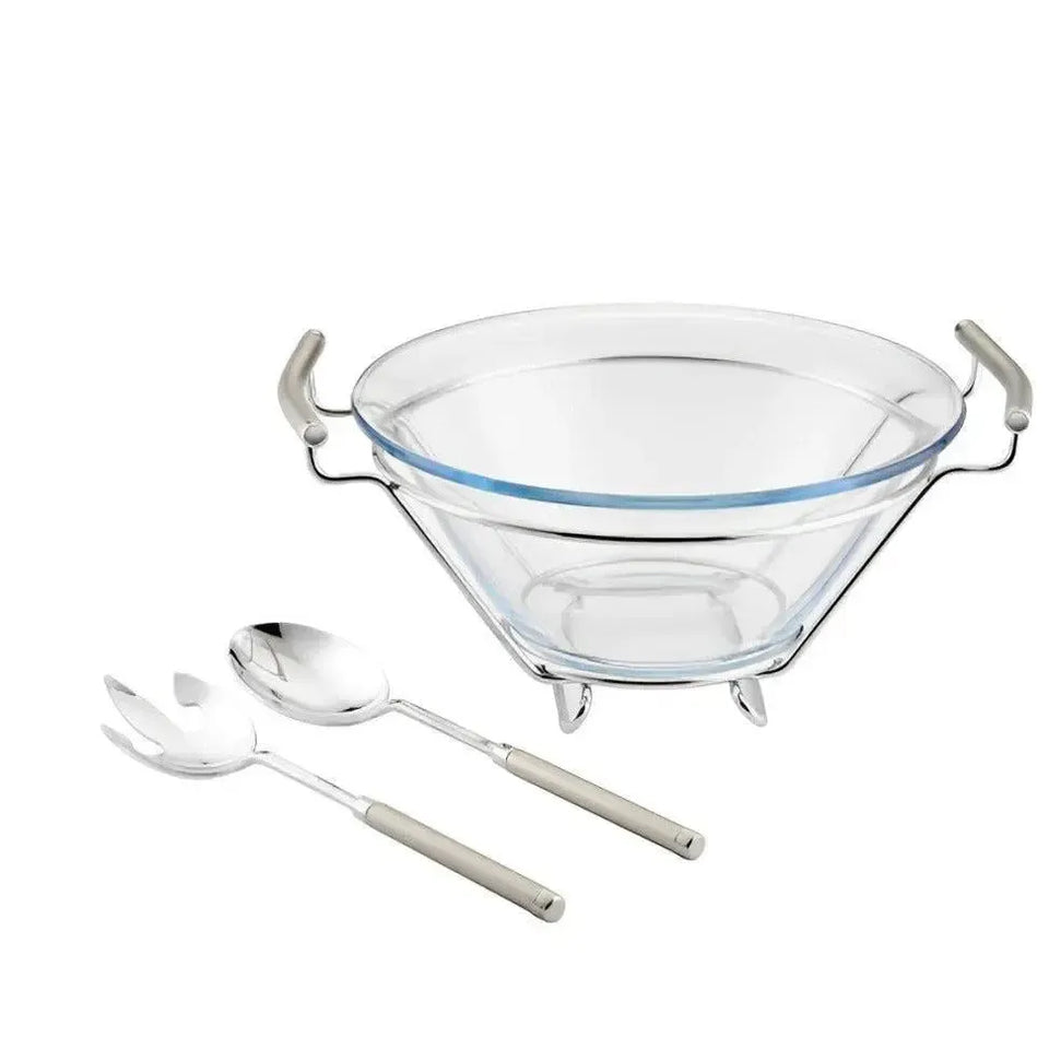 Saladeira Chambord Vidro Borossilicato com Par de Talheres Fracalanza