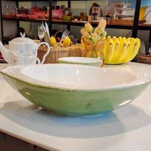 Saladeira Coco Cerâmica Itacare Verde 10x32x38cm Maison Blanche