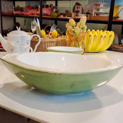 Saladeira Coco Cerâmica Itacare Verde 10x32x38cm Maison Blanche