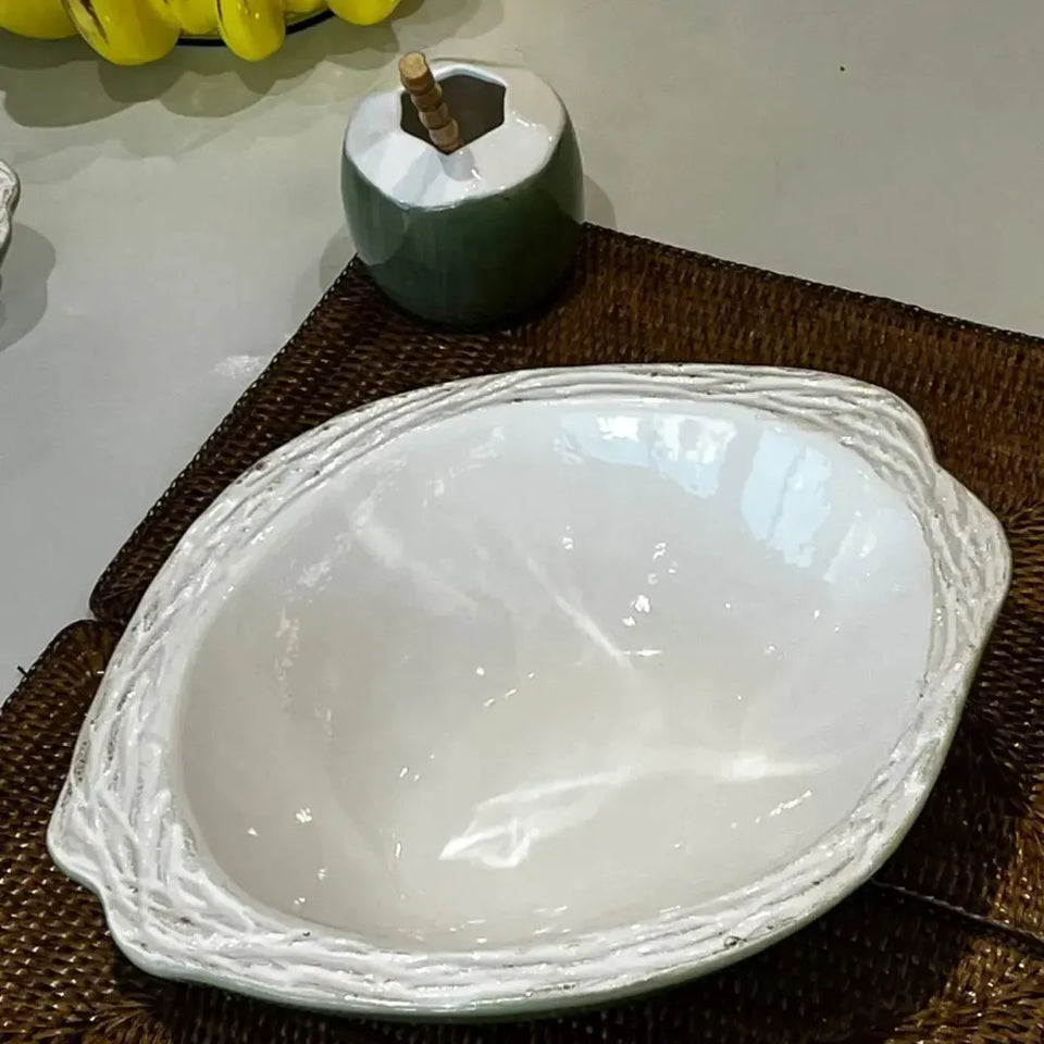 Saladeira Coco Cerâmica Itacare Verde 10x32x38cm Maison Blanche