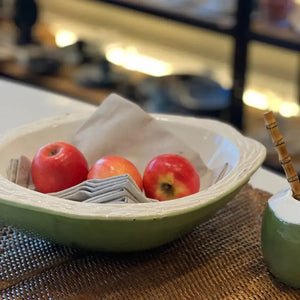 Saladeira Coco Cerâmica Itacare Verde 10x32x38cm Maison Blanche