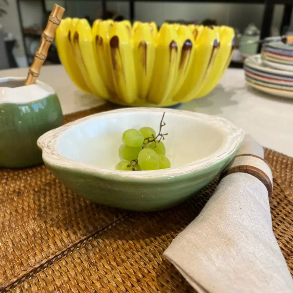 Saladeira Coco Cerâmica Itacare Verde 7x17x20cm Maison Blanche