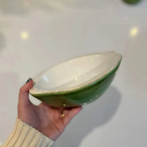 Saladeira Coco Cerâmica Itacare Verde 7x17x20cm Maison Blanche