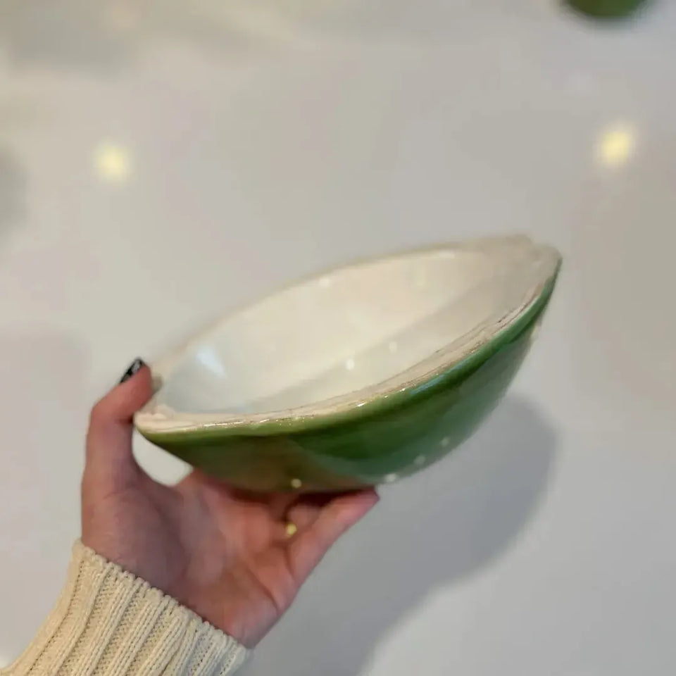 Saladeira Coco Cerâmica Itacare Verde 7x17x20cm Maison Blanche