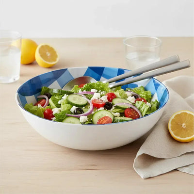 Saladeira Melamina Xadrez Azul 30,5x30,5x9,3cm