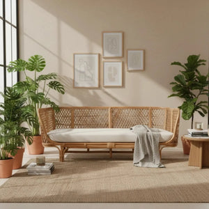 Sofá 3 Lugares Mandola Rattan Trançado Bahali 210x90x70cm