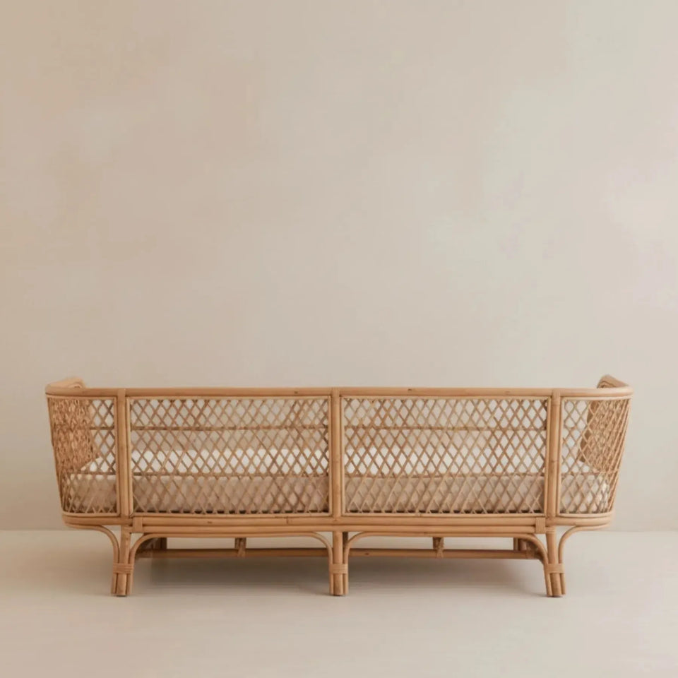 Sofá 3 Lugares Mandola Rattan Trançado Bahali 210x90x70cm